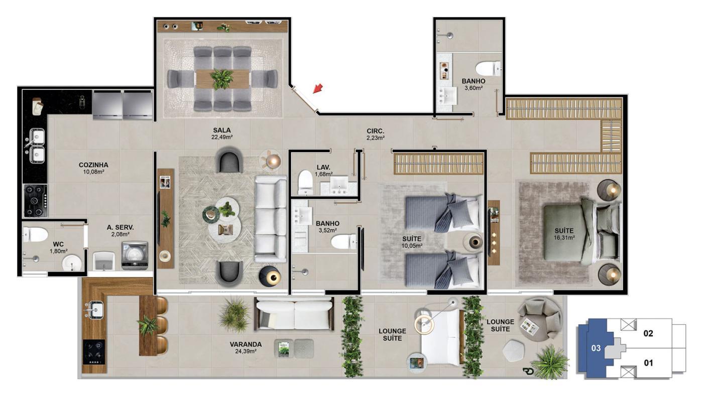 Apartamento à venda com 2 quartos, 106m² - Foto 10