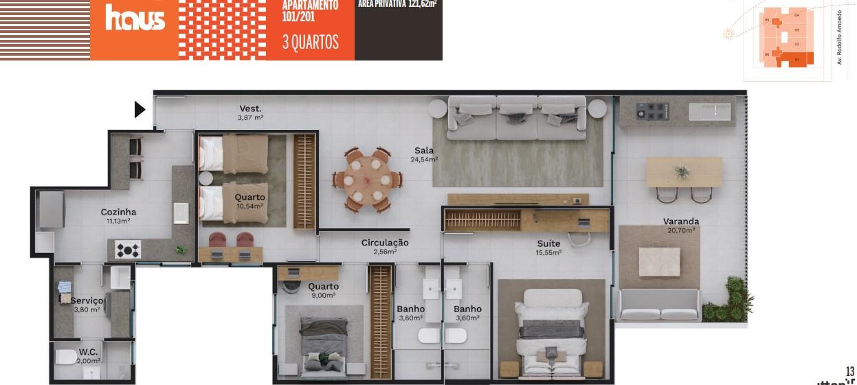 Apartamento à venda com 3 quartos, 121m² - Foto 8